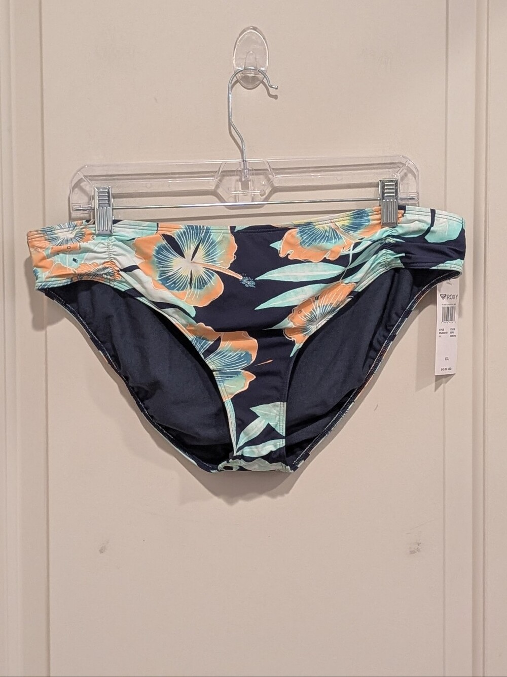 Roxy Women’s Floral Bikini Bottom - Navy with Coral & Mint XXL